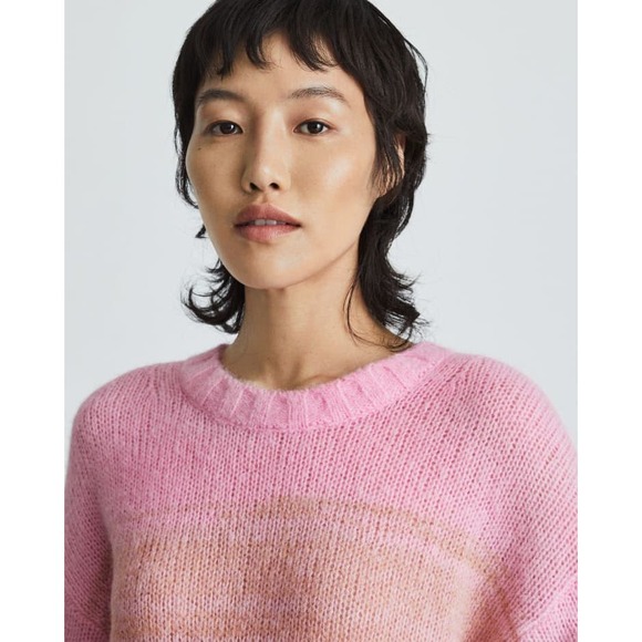 EVERLANE The Gradient Alpaca Crew Sweater Womens M Tan Pink Long Sleeve Pullover - Picture 2 of 16